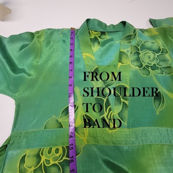 Green Floral Batik Tunic Blouse Top Size S/M - Picture 7 of 10